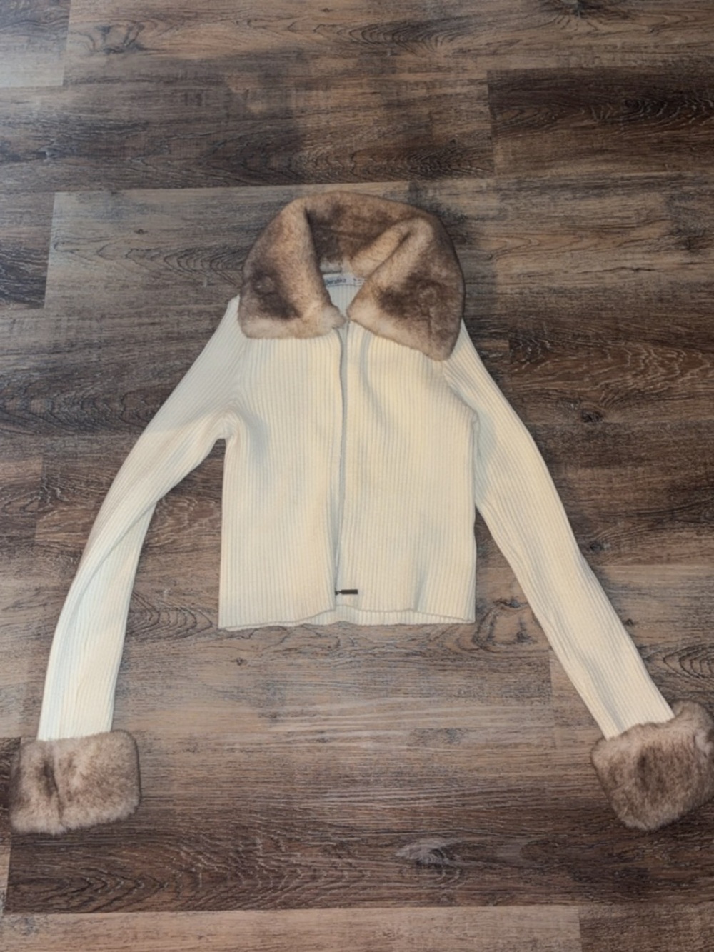 Bershka faux fur ribbed collar jacket